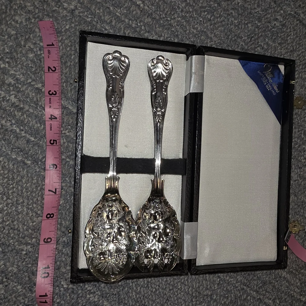 Vintage William Adams Sheffield England Silver-Plate Floral Serving Set